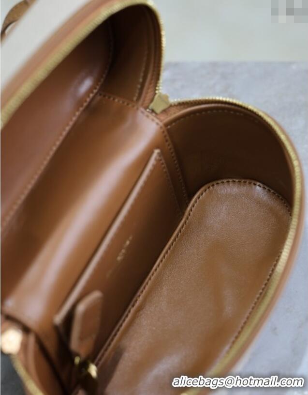 Inexpensive Saint Laurent Gaby Vanity Bag in Cotton Linen and Leather 766731 Brown 2025