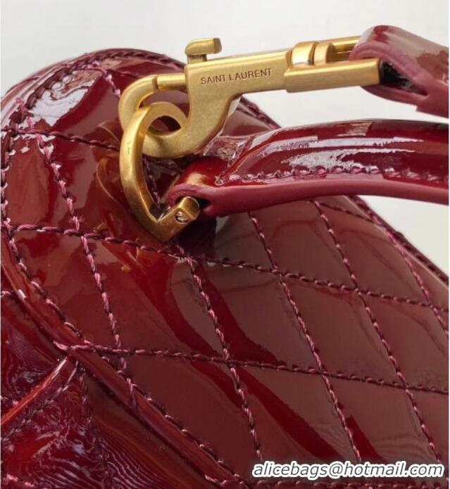 Super Quality Saint Laurent Gaby Vanity Bag in Patent Quilted Lambskin 766731 Burgundy 2025