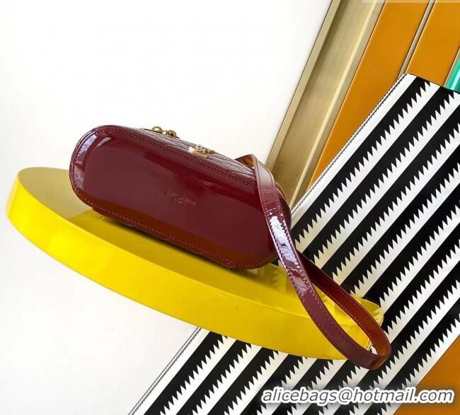 Super Quality Saint Laurent Gaby Vanity Bag in Patent Quilted Lambskin 766731 Burgundy 2025