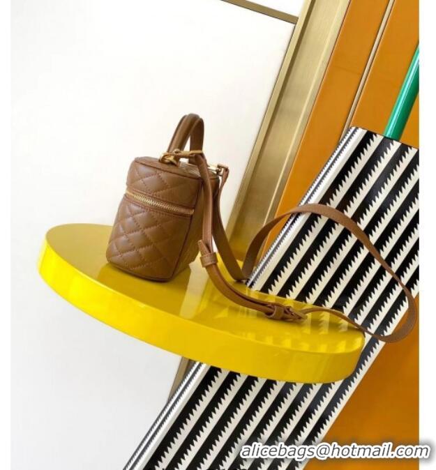 Best Quality Saint Laurent Gaby Vanity Bag in Quilted Lambskin Leather 766731 Brown 2025