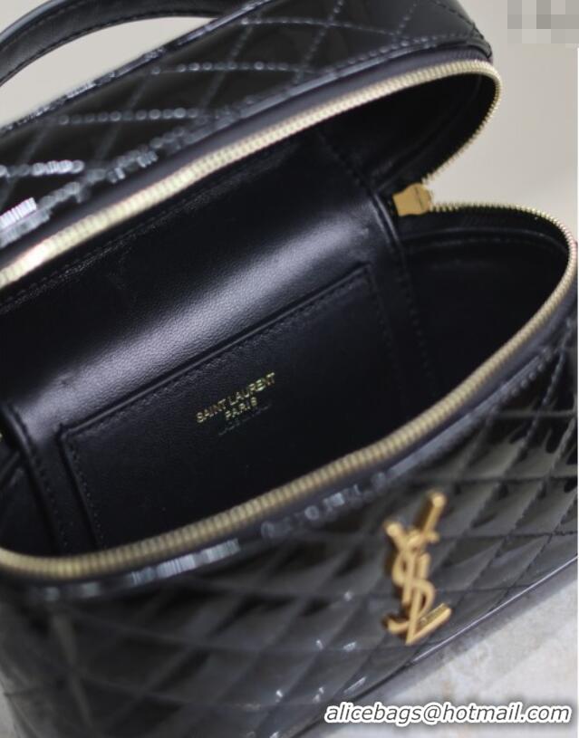Buy Discount Saint Laurent Gaby Vanity Bag in Patent Quilted Lambskin 766731 Black 2025