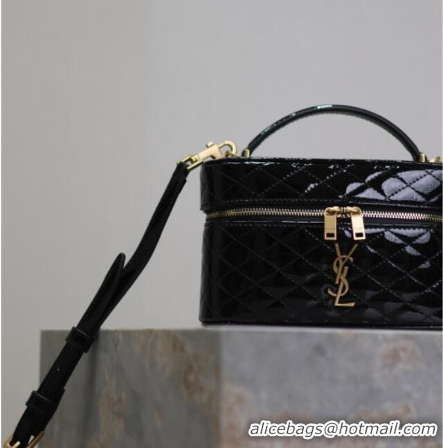 Buy Discount Saint Laurent Gaby Vanity Bag in Patent Quilted Lambskin 766731 Black 2025
