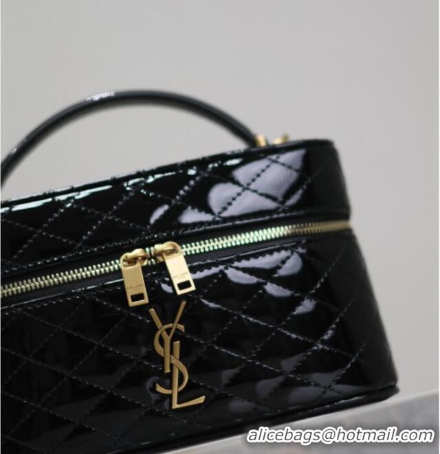 Buy Discount Saint Laurent Gaby Vanity Bag in Patent Quilted Lambskin 766731 Black 2025