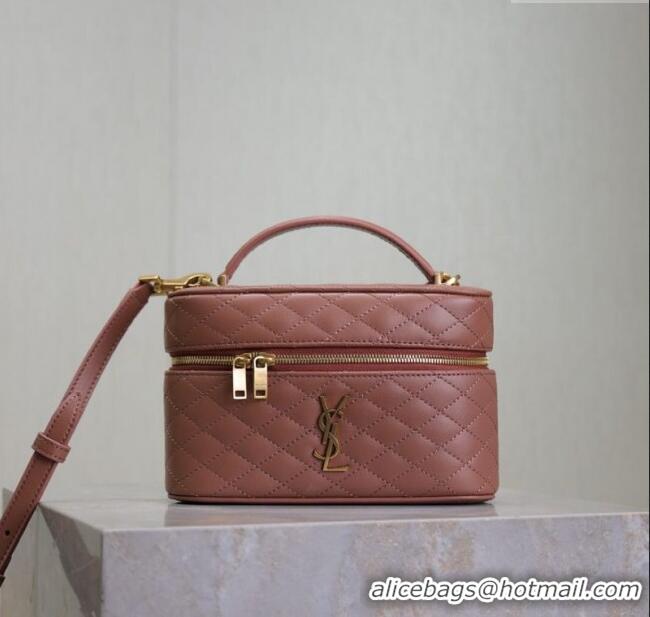 Reasonable Price Saint Laurent Gaby Vanity Bag in Quilted Lambskin 766731 Barely Pink 2025