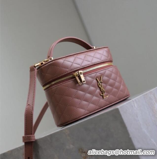 Reasonable Price Saint Laurent Gaby Vanity Bag in Quilted Lambskin 766731 Barely Pink 2025