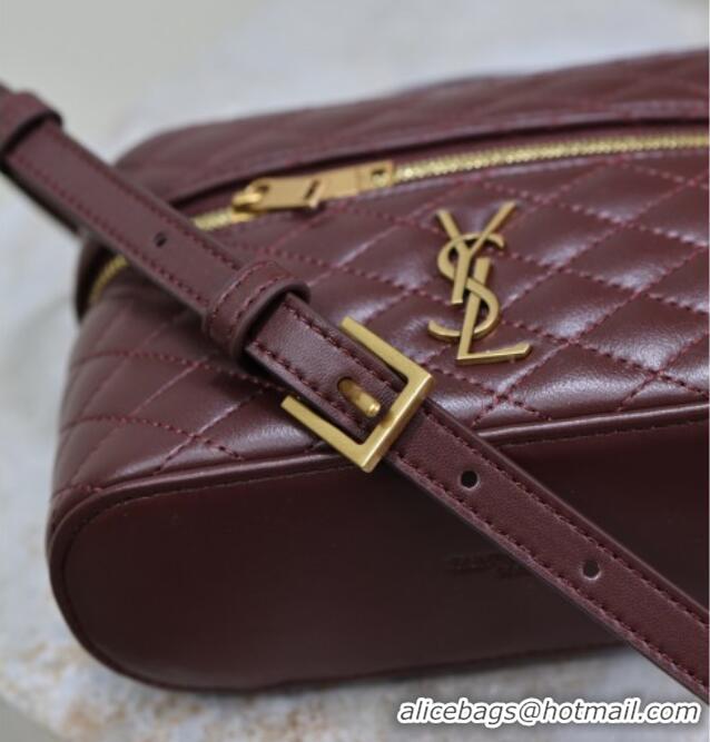 Top Design Saint Laurent Gaby Vanity Bag in Quilted Lambskin Leather 766731 Burgundy 2025