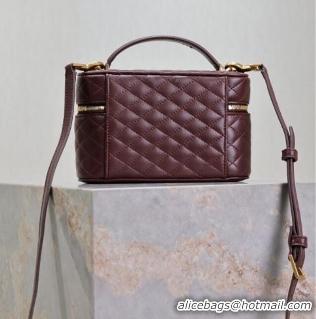 Top Design Saint Laurent Gaby Vanity Bag in Quilted Lambskin Leather 766731 Burgundy 2025