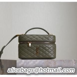 Top Quality Saint Laurent Gaby Vanity Bag in Quilted Lambskin 766731 Wheat Green 2025