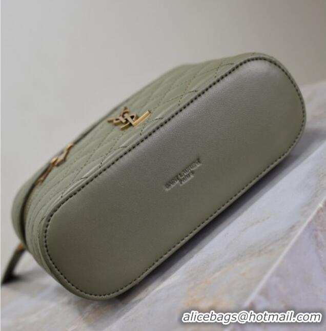 Top Quality Saint Laurent Gaby Vanity Bag in Quilted Lambskin 766731 Wheat Green 2025
