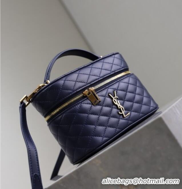 Promotional Saint Laurent Gaby Vanity Bag in Quilted Lambskin 766731 Abesse Blue 2025