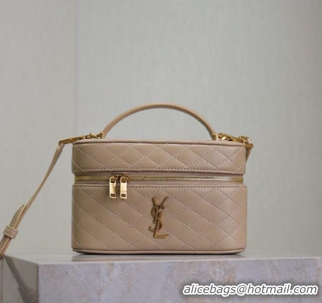 Super Quality Saint Laurent Gaby Vanity Bag in Quilted Lambskin 766731 Dark Toffee 2025