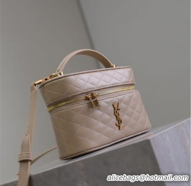Super Quality Saint Laurent Gaby Vanity Bag in Quilted Lambskin 766731 Dark Toffee 2025