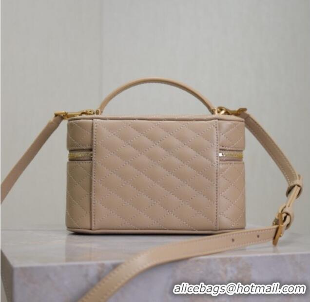Super Quality Saint Laurent Gaby Vanity Bag in Quilted Lambskin 766731 Dark Toffee 2025