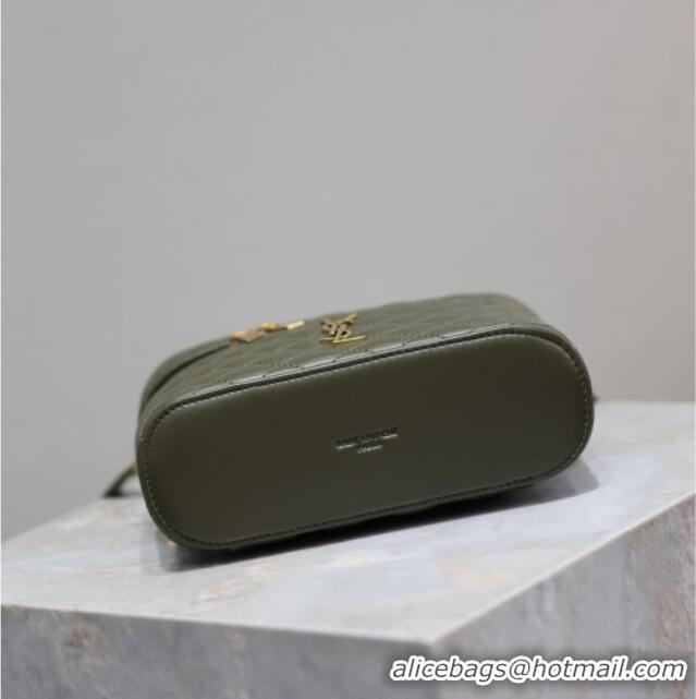 Most Popular Saint Laurent Gaby Vanity Bag in Quilted Lambskin 766731 Dark Green 2025