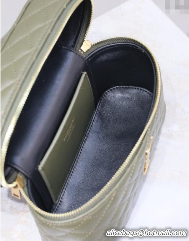 Most Popular Saint Laurent Gaby Vanity Bag in Quilted Lambskin 766731 Dark Green 2025