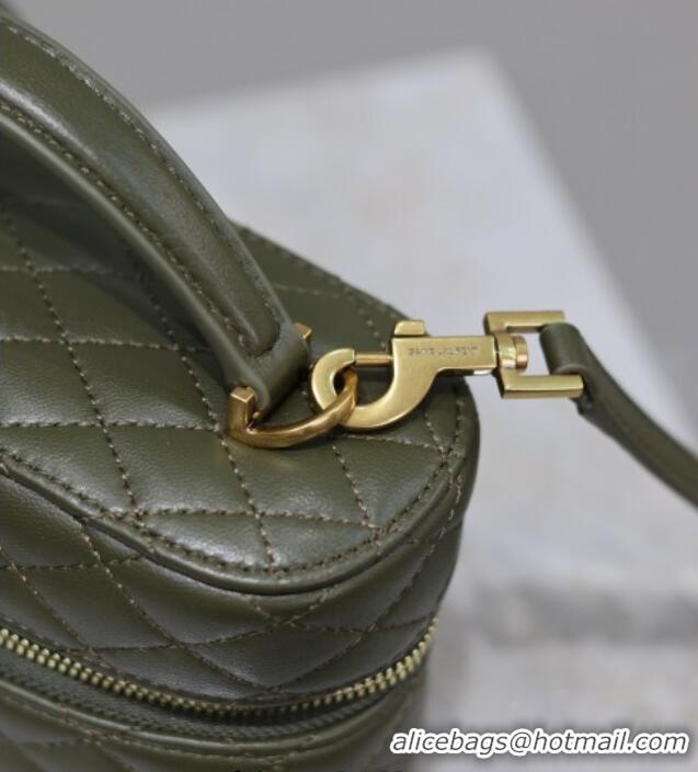 Most Popular Saint Laurent Gaby Vanity Bag in Quilted Lambskin 766731 Dark Green 2025