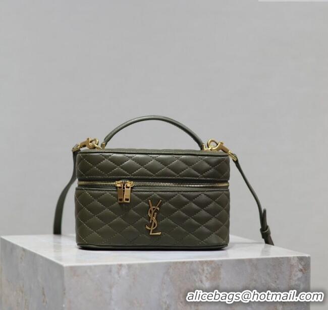 Most Popular Saint Laurent Gaby Vanity Bag in Quilted Lambskin 766731 Dark Green 2025