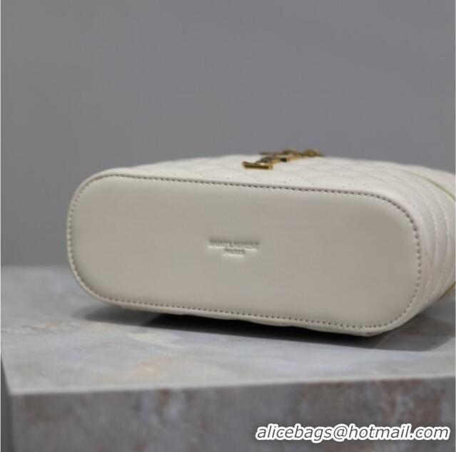 Cheap Design Saint Laurent Gaby Vanity Bag in Quilted Lambskin 766731 White 2025