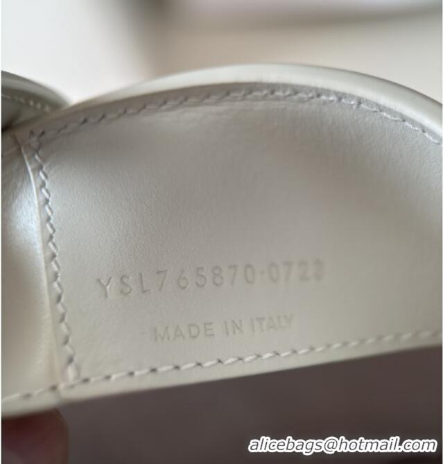 Good Product Saint Laurent LE 37 Mini Bucket Bag in Shiny Calfskin 765870 White 2025 Top Quality