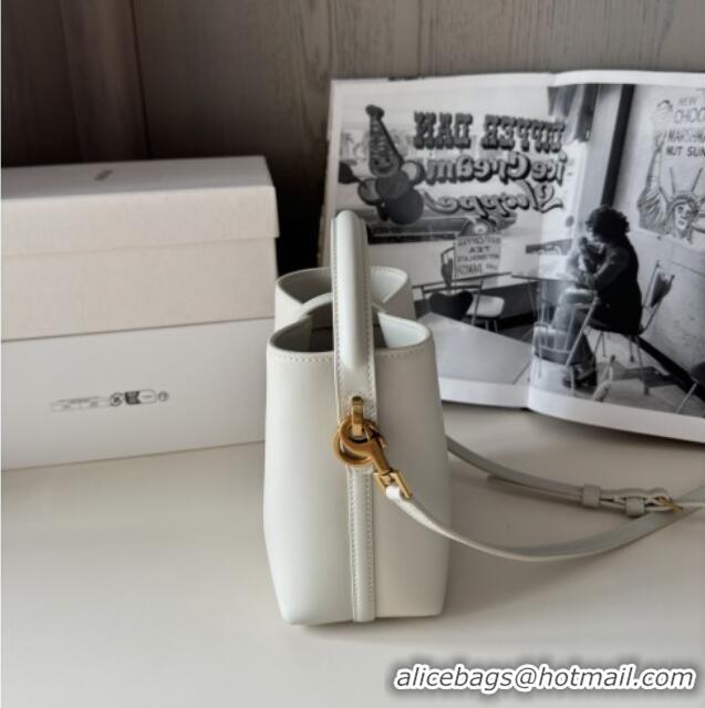 Good Product Saint Laurent LE 37 Mini Bucket Bag in Shiny Calfskin 765870 White 2025 Top Quality