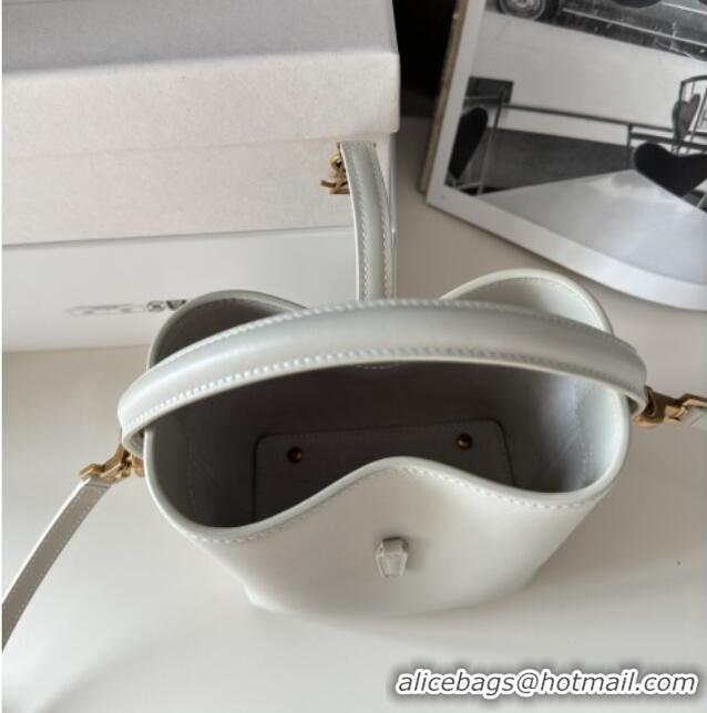 Good Product Saint Laurent LE 37 Mini Bucket Bag in Shiny Calfskin 765870 White 2025 Top Quality