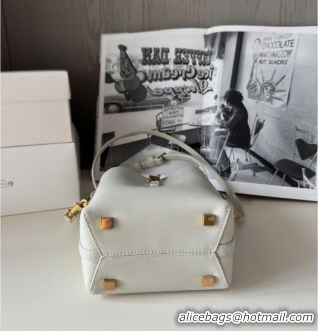 Good Product Saint Laurent LE 37 Mini Bucket Bag in Shiny Calfskin 765870 White 2025 Top Quality