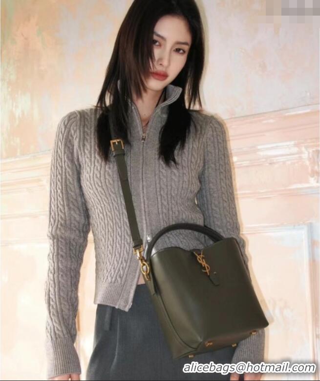 Buy Discount Saint Laurent LE 37 Mini Bucket Bag in Shiny Calfskin 765870 Light Musk 2025 Top Quality