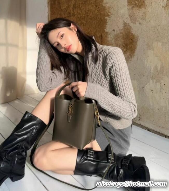 Buy Discount Saint Laurent LE 37 Mini Bucket Bag in Shiny Calfskin 765870 Light Musk 2025 Top Quality
