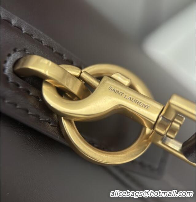 Luxury Cheap Saint Laurent Le 37 Small Bucket bag in Shiny Leather 749036 Coffee Red 2025 Top Quality