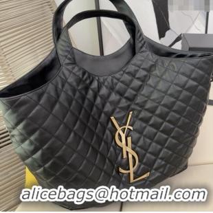 Best Price Saint Laurent Icare Maxi Shopping Bag in Quilted Lambskin 698651 Black 2025 Top Quality