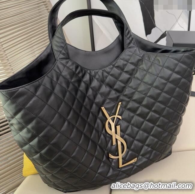 Best Price Saint Laurent Icare Maxi Shopping Bag in Quilted Lambskin 698651 Black 2025 Top Quality
