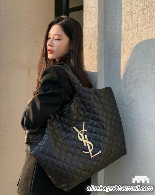 Best Price Saint Laurent Icare Maxi Shopping Bag in Quilted Lambskin 698651 Black 2025 Top Quality