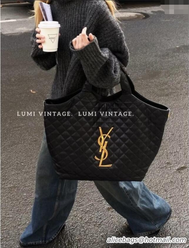 Best Price Saint Laurent Icare Maxi Shopping Bag in Quilted Lambskin 698651 Black 2025 Top Quality