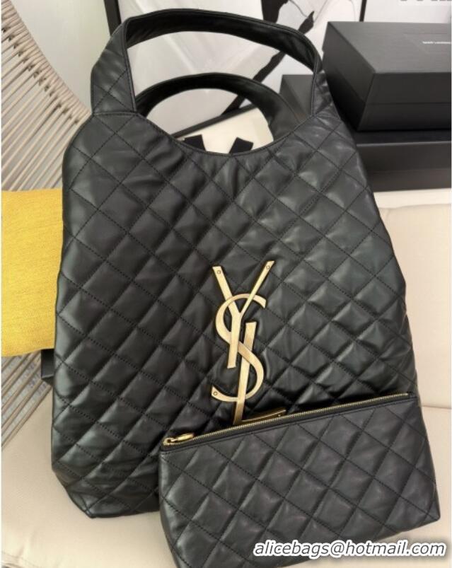 Best Price Saint Laurent Icare Maxi Shopping Bag in Quilted Lambskin 698651 Black 2025 Top Quality