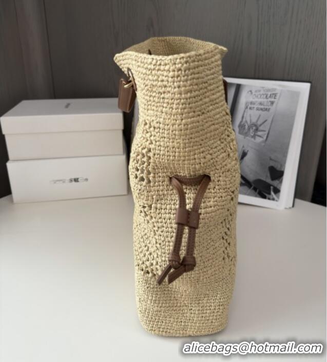 Discount Saint Laurent Jamie Shopping Bag in Raffia Straw 809824 Beige 2025 Top Quality