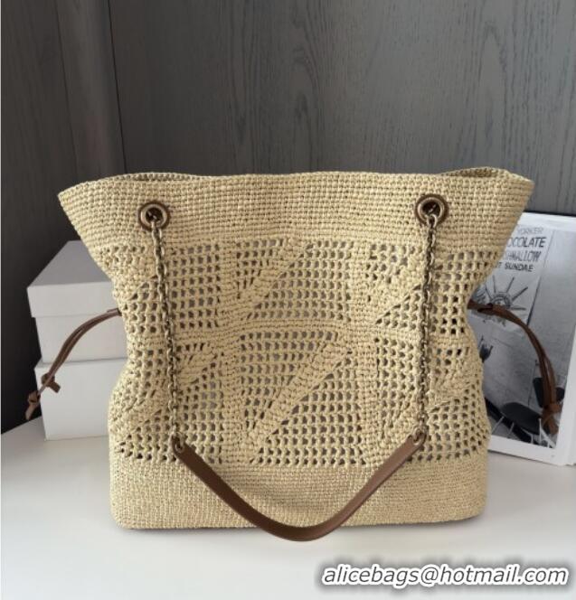 Discount Saint Laurent Jamie Shopping Bag in Raffia Straw 809824 Beige 2025 Top Quality