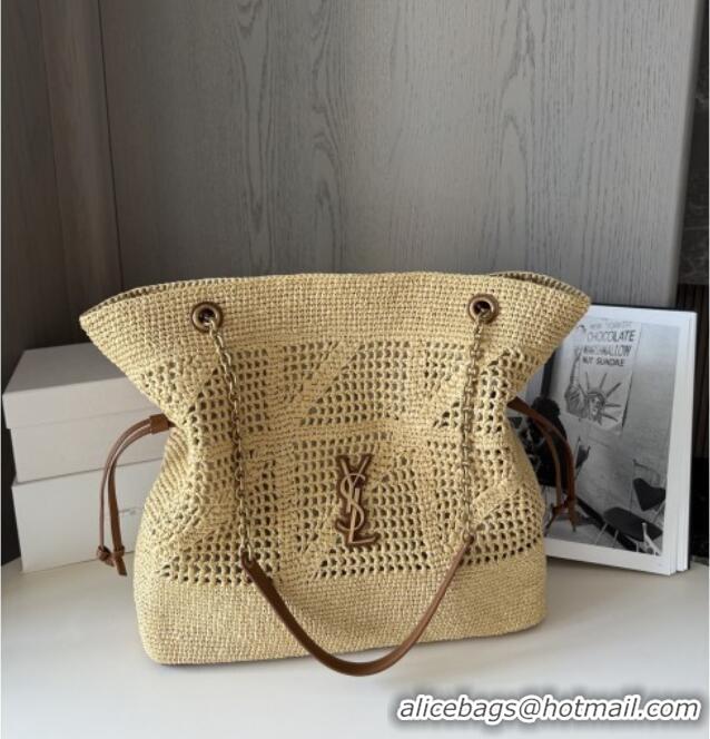 Discount Saint Laurent Jamie Shopping Bag in Raffia Straw 809824 Beige 2025 Top Quality
