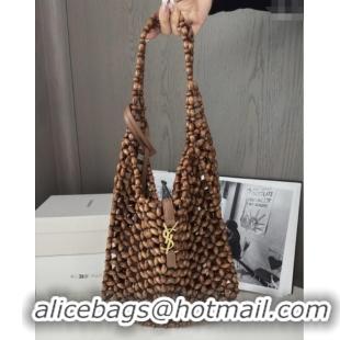 Well Crafted Saint Laurent LE 5 A 7 Large Bag in Wood Beads 823807 2025 Top Quality