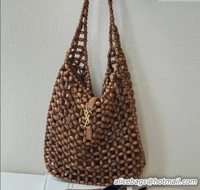 Well Crafted Saint Laurent LE 5 A 7 Large Bag in Wood Beads 823807 2025 Top Quality