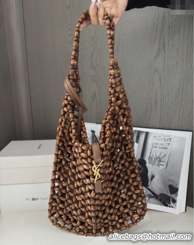 Well Crafted Saint Laurent LE 5 A 7 Large Bag in Wood Beads 823807 2025 Top Quality