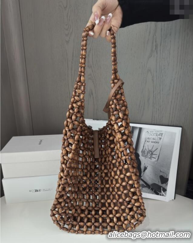 Well Crafted Saint Laurent LE 5 A 7 Large Bag in Wood Beads 823807 2025 Top Quality