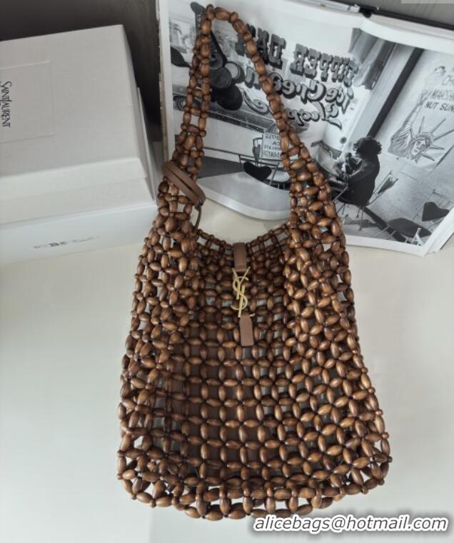 Well Crafted Saint Laurent LE 5 A 7 Large Bag in Wood Beads 823807 2025 Top Quality