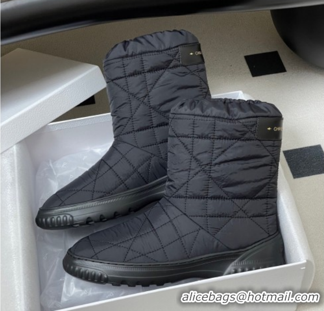 Grade Quality Dior DiorAlps Frost Ankle Boots in Cannage Quilted Nylon Black 1029001