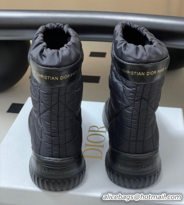 Grade Quality Dior DiorAlps Frost Ankle Boots in Cannage Quilted Nylon Black 1029001