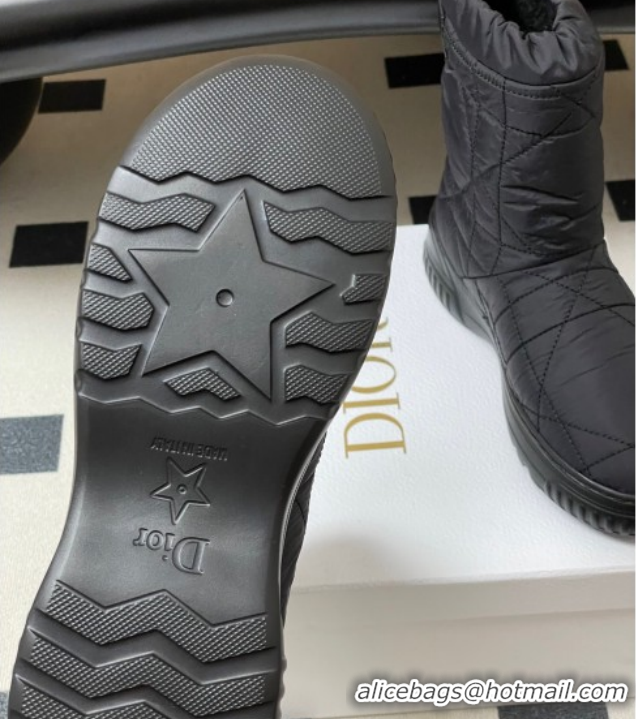 Grade Quality Dior DiorAlps Frost Ankle Boots in Cannage Quilted Nylon Black 1029001