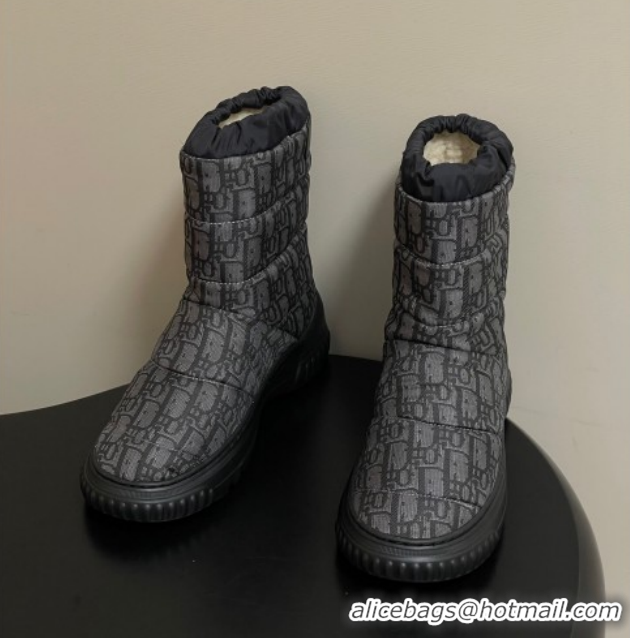 Unique Style Dior DiorAlps Frost Ankle Boots in Oblique Quilted Nylon Grey/Black 1029002