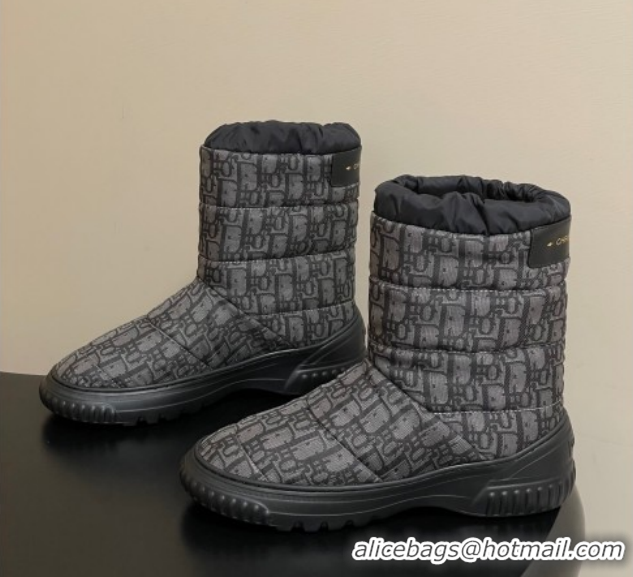 Unique Style Dior DiorAlps Frost Ankle Boots in Oblique Quilted Nylon Grey/Black 1029002