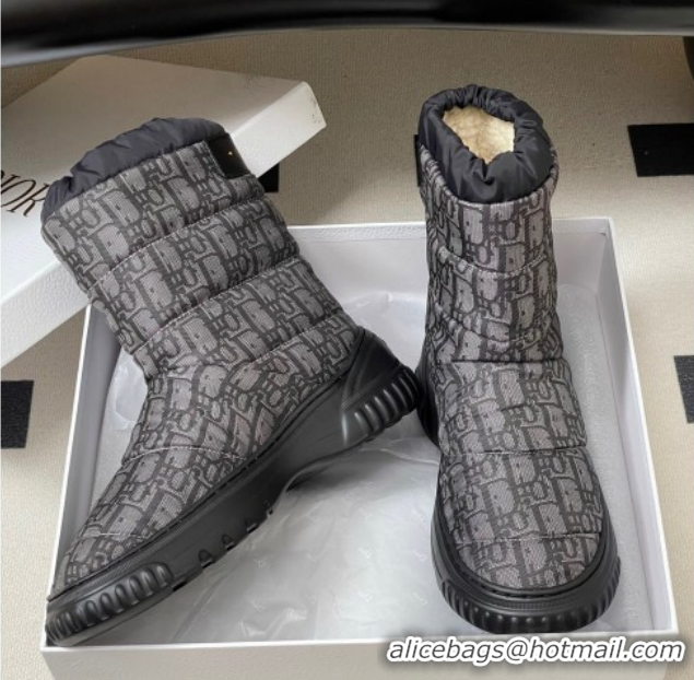 Unique Style Dior DiorAlps Frost Ankle Boots in Oblique Quilted Nylon Grey/Black 1029002