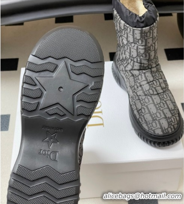 Unique Style Dior DiorAlps Frost Ankle Boots in Oblique Quilted Nylon Grey/Black 1029002