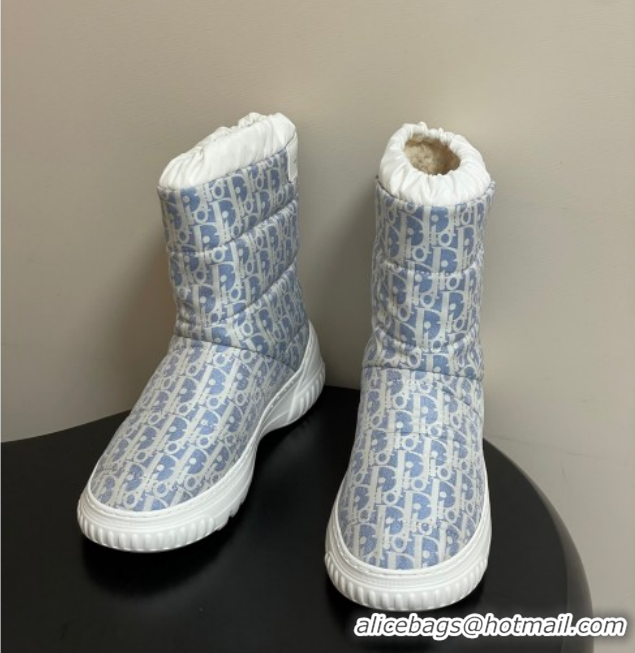Purchase Dior DiorAlps Frost Ankle Boots in Oblique Quilted Nylon Blue/White 1029003